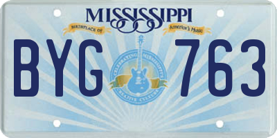 MS license plate BYG763