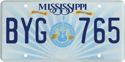 MS license plate BYG765