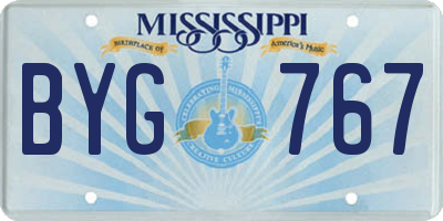 MS license plate BYG767