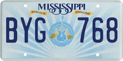 MS license plate BYG768