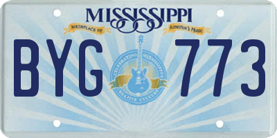 MS license plate BYG773