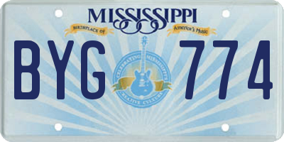MS license plate BYG774