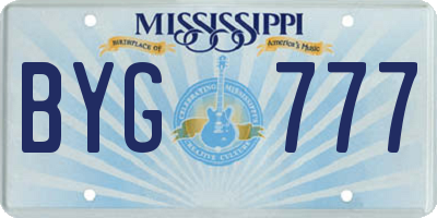 MS license plate BYG777