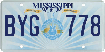 MS license plate BYG778