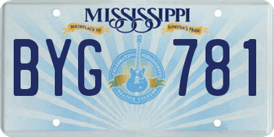 MS license plate BYG781