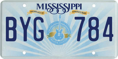 MS license plate BYG784