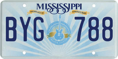 MS license plate BYG788