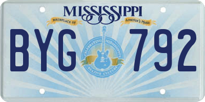 MS license plate BYG792