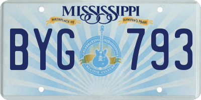 MS license plate BYG793