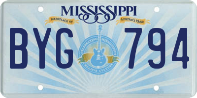 MS license plate BYG794
