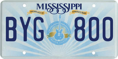 MS license plate BYG800