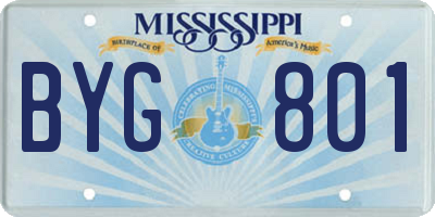 MS license plate BYG801