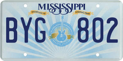 MS license plate BYG802