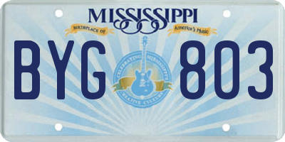 MS license plate BYG803