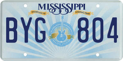 MS license plate BYG804