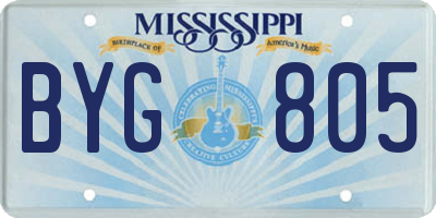 MS license plate BYG805
