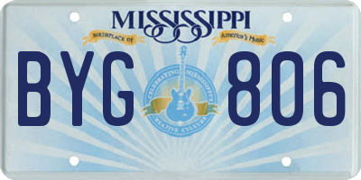 MS license plate BYG806