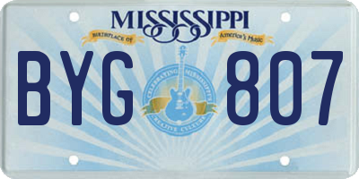 MS license plate BYG807