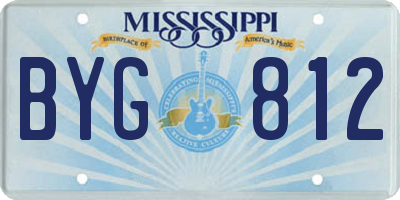 MS license plate BYG812