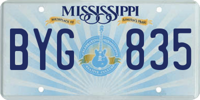 MS license plate BYG835