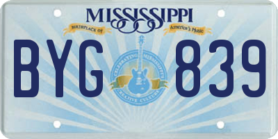 MS license plate BYG839