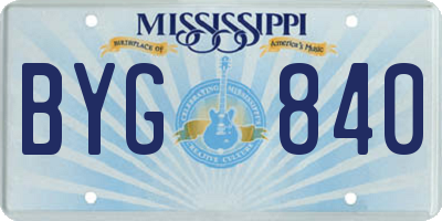 MS license plate BYG840