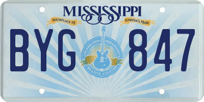 MS license plate BYG847