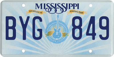 MS license plate BYG849