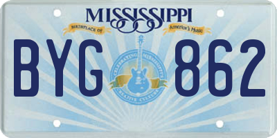 MS license plate BYG862