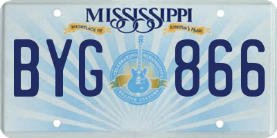 MS license plate BYG866
