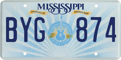 MS license plate BYG874