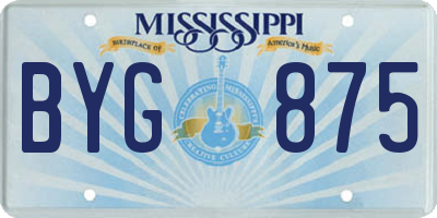 MS license plate BYG875