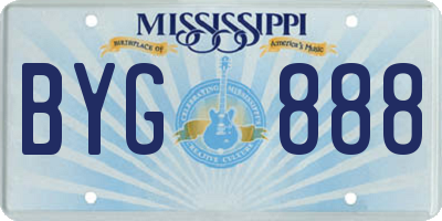 MS license plate BYG888