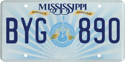 MS license plate BYG890