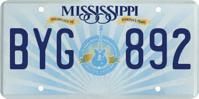 MS license plate BYG892