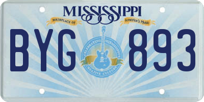 MS license plate BYG893