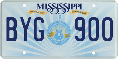MS license plate BYG900