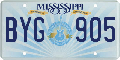 MS license plate BYG905