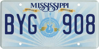 MS license plate BYG908