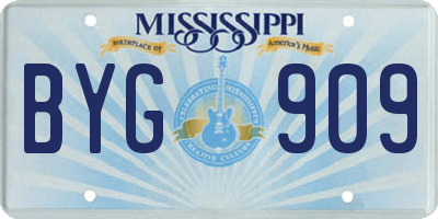 MS license plate BYG909