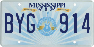 MS license plate BYG914