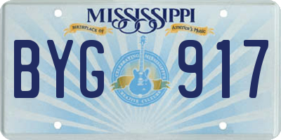 MS license plate BYG917
