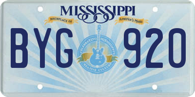 MS license plate BYG920