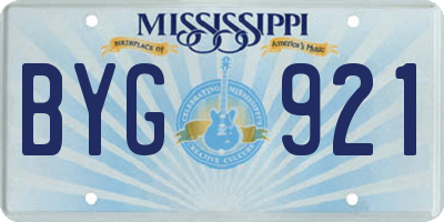 MS license plate BYG921