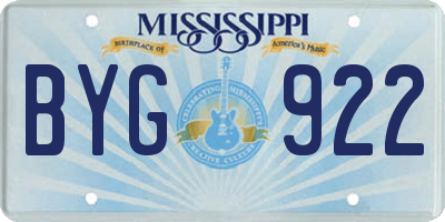 MS license plate BYG922