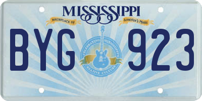 MS license plate BYG923