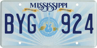 MS license plate BYG924