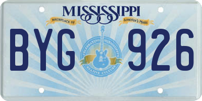 MS license plate BYG926