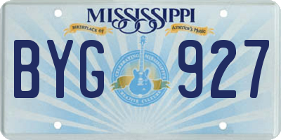 MS license plate BYG927