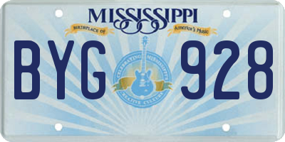 MS license plate BYG928